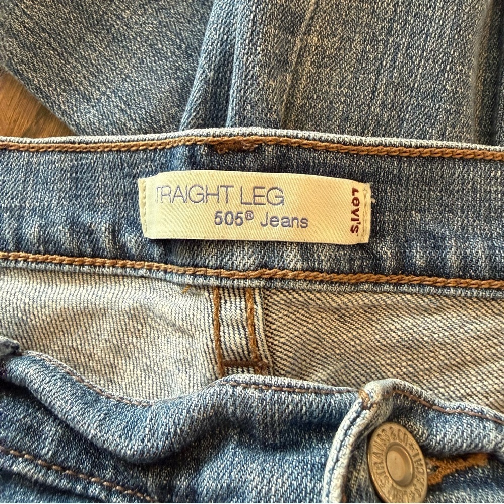 Levi's classic 505 Straight Leg Blue Jeans size 14S - Picture 5 of 10